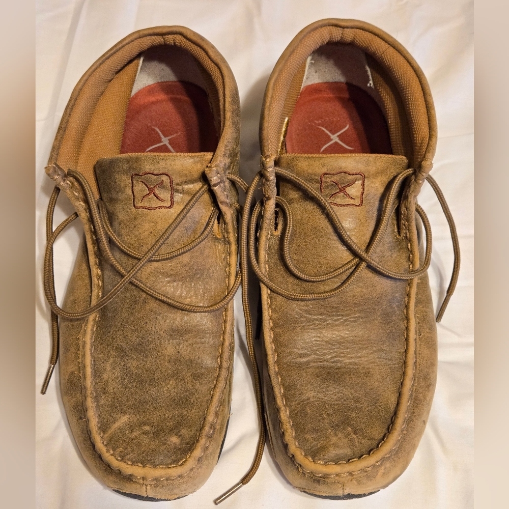 Twisted X Bomber Leather Lace-Up Driving Moccasins, Men's size 11.5